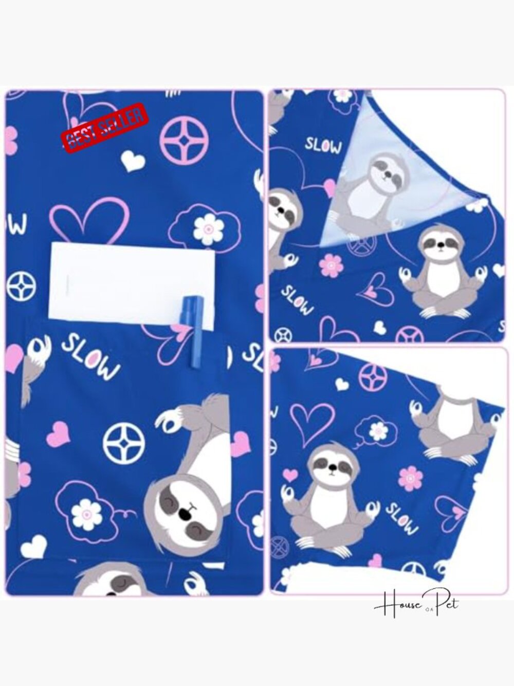 V Neck Cute Printed Scrub Top With Pockets - Short Sleeve Nurse Uniform View 6